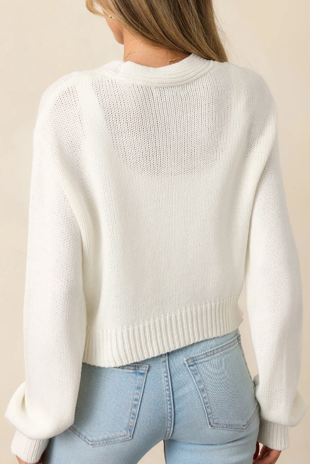 White 3D Flower Decoration Sweater Cardigan d5d90cdcf9c2af03