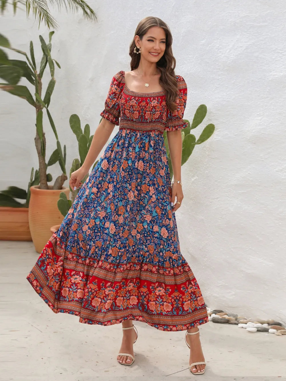 Floral Flounce Sleeve Midi Dress d5df7a66-2670-4ffa-b6b7-cfabdde7a019-Max