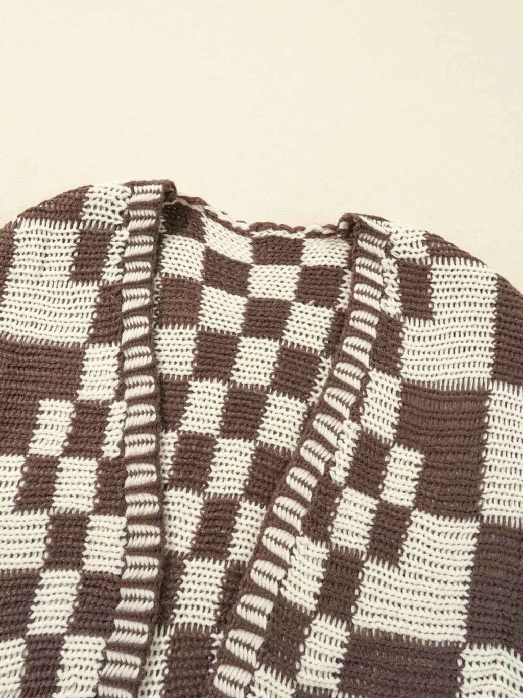 Checkerboard Pattern Sweater Cardigan d5e4303c-022a-44a0-b429-ae66ff9cf2be-Max-Origin