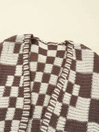 Checkerboard Pattern Sweater Cardigan d5e4303c-022a-44a0-b429-ae66ff9cf2be-Max-Origin