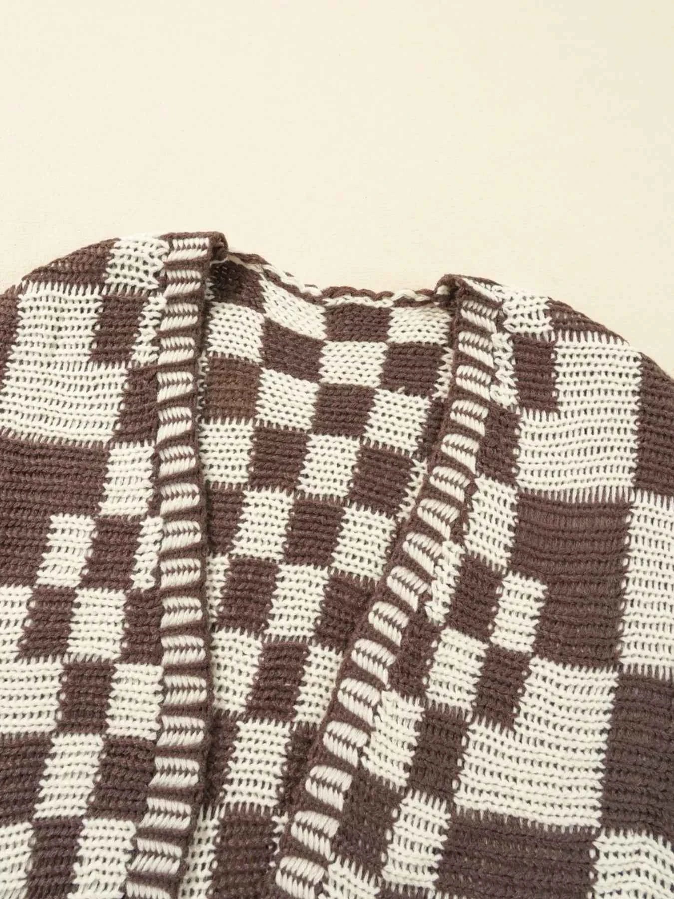 Checkerboard Pattern Sweater Cardigan d5e4303c-022a-44a0-b429-ae66ff9cf2be-Max-Origin