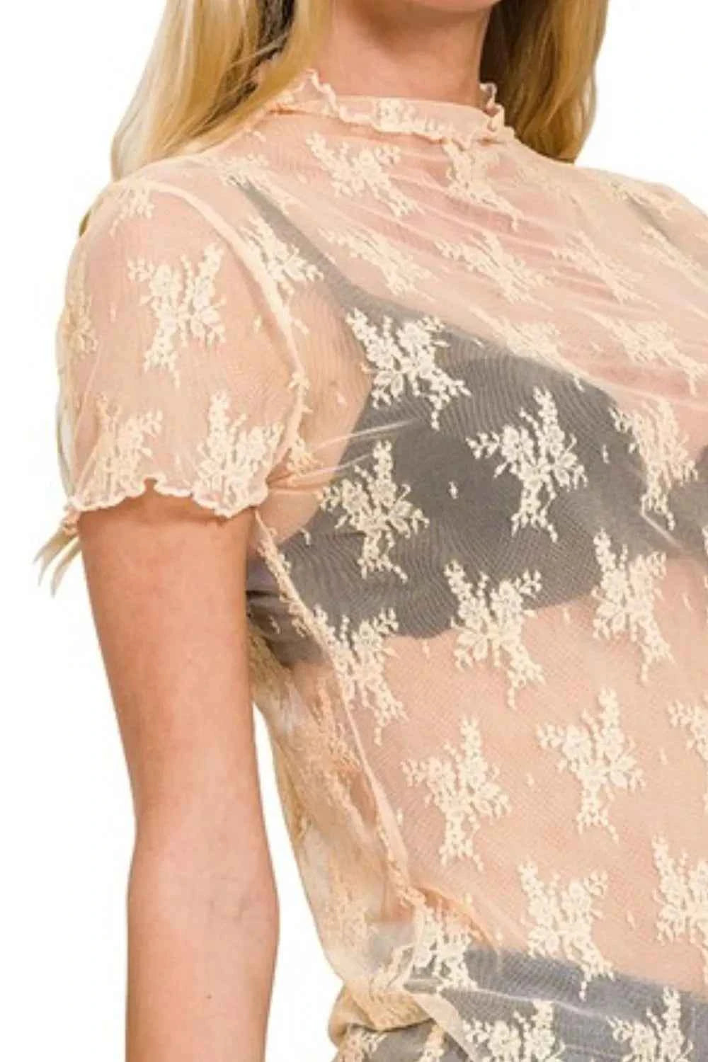 Zenana Lace See-through Layering Short Sleeve Top d5e4b9bc-43de-49ad-9e7d-09765bba577c-Max-Origin