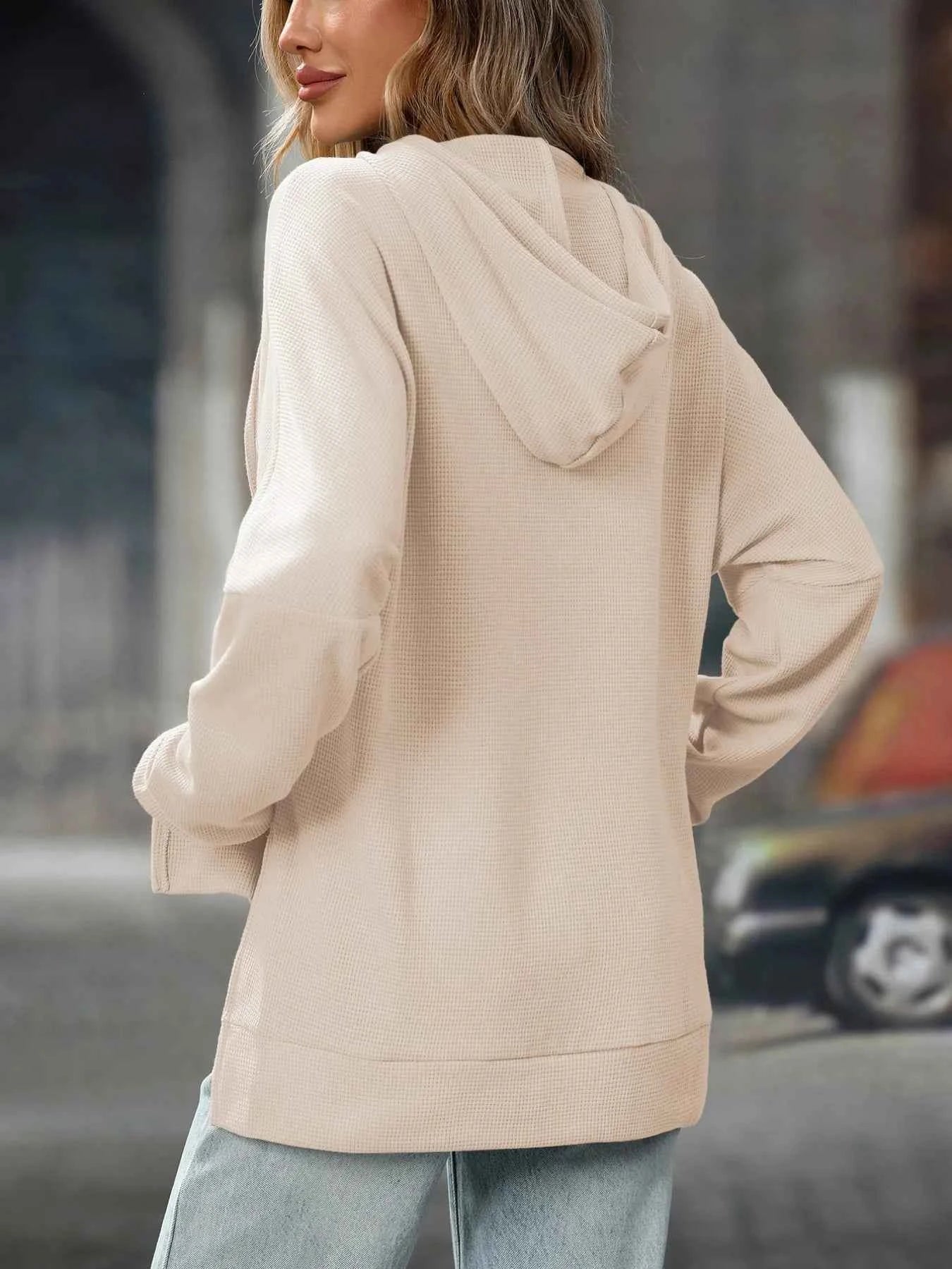 Textured Drawstring Long Sleeve Hoodie d5ee4c8d-8db8-401c-8c1c-c67fb85a7c5d-Max-Origin