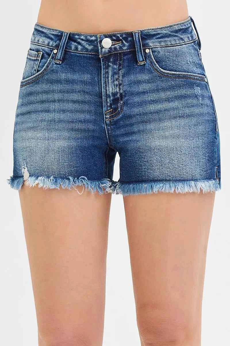 RISEN Full Size Low Rise Frayed Denim Shorts Plus Size DARK d5fa500b3e8a402d9efc585e26763818-Max-Origin
