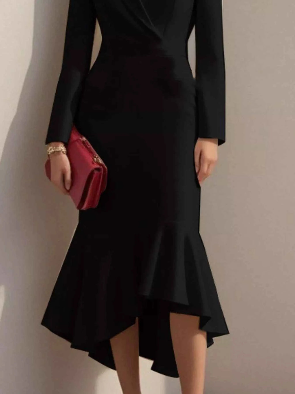 Ruffled Hem Long Sleeve Midi Blazer Dress d61cc0f5-7493-4977-a436-1a0b292bbddb-Max-Origin