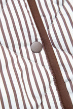 Black Striped Snap Button Scalloped Hem Winter Vest d61f64f356cfa2e7