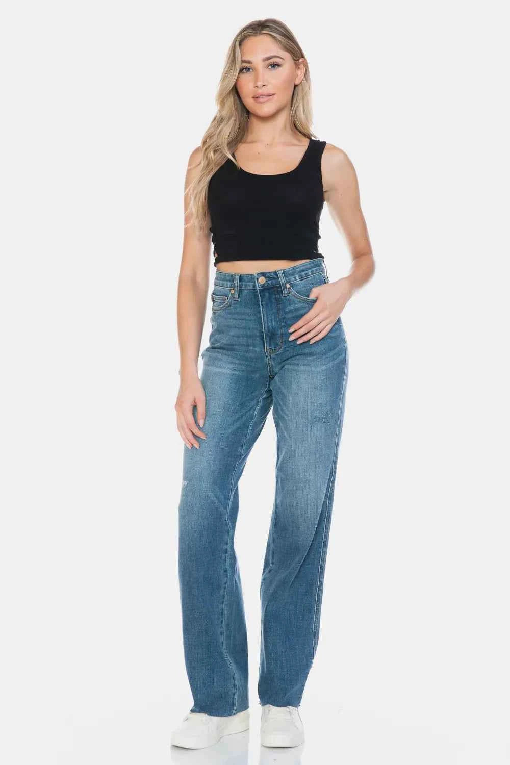 Judy Blue Full Size Tummy Control Cut Raw Hem Straight Jeans d621a25b-d6a9-42de-86a8-3aad50b12f09-Max