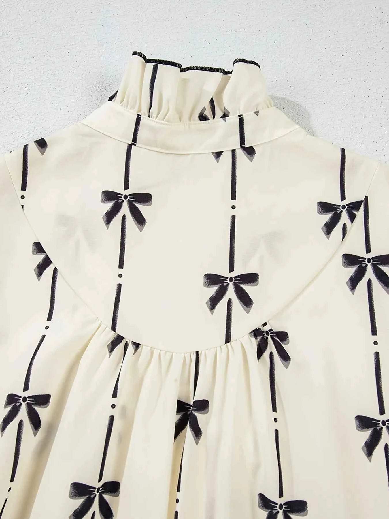 Bow Print Button Front Shirt Dress d6223a25bcaa4998a7f027da575a7c5b-Max-Origin