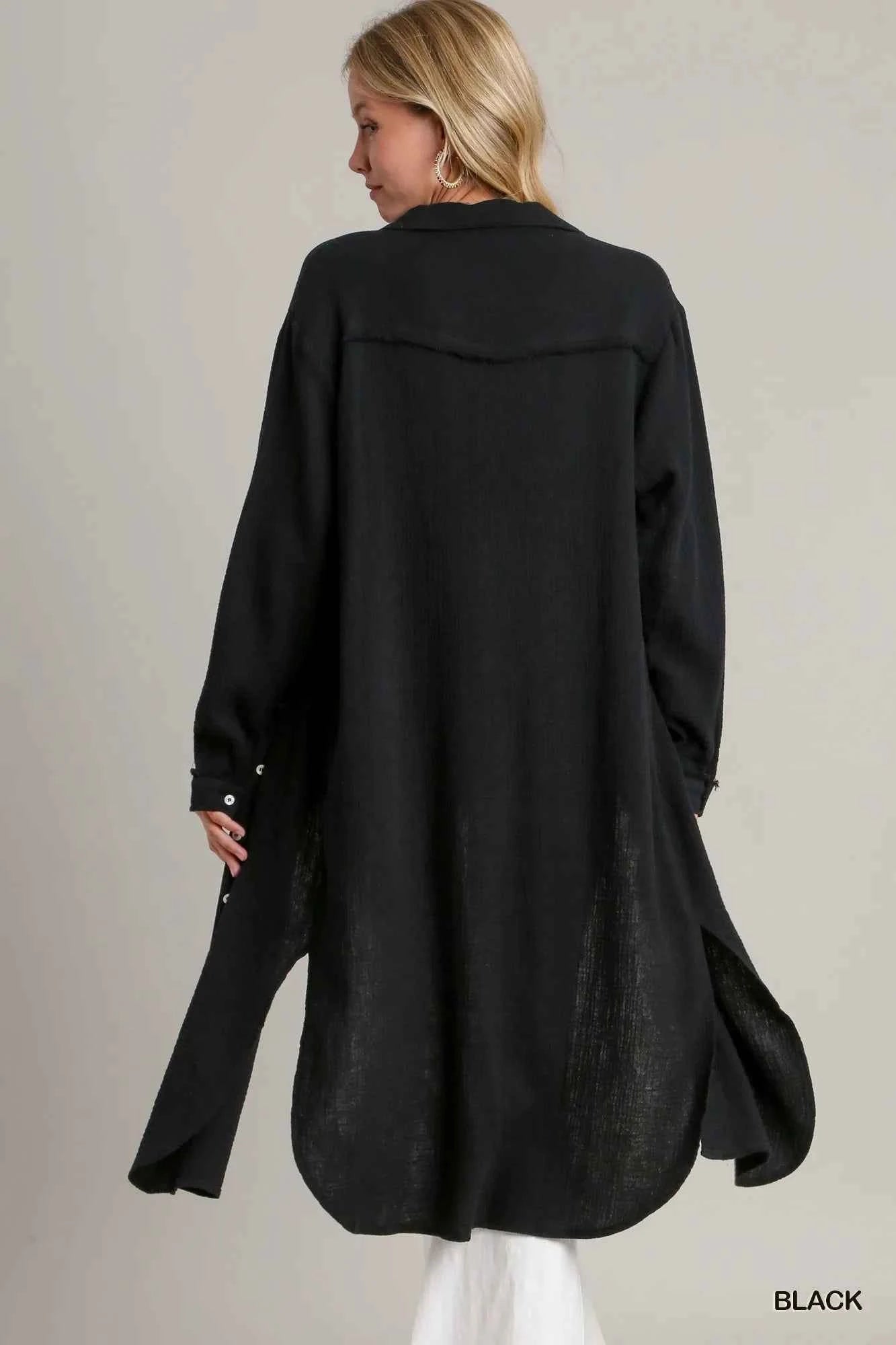 Umgee Cotton Gauze Button Down Shirt Dress d63f15b1-622b-4275-b8e8-d9cbd8090157-Max-Origin