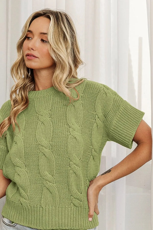 BiBi Cable Knit Textured Sweater SAGE