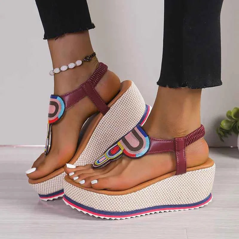 Toe Post Wedge Sandals Burgundy d647a330-c38b-4d4a-814c-66ec0f07a66d-Max-Origin