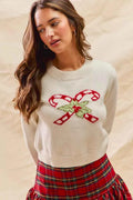 SO ME Christmas Candy Cone Cropped Sweater IVORYMULTI d647e656-1714-42ee-9c41-18a644bb9f23-Max-Origin
