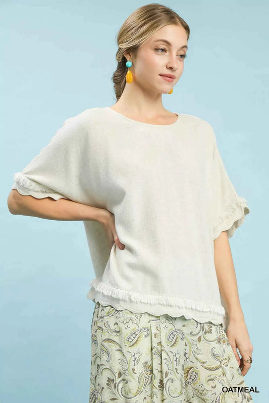 Linen Frayed Hem Scallop Edge Top d655581f-1a09-4e46-8498-7abef4f4f4c9-Max-Origin