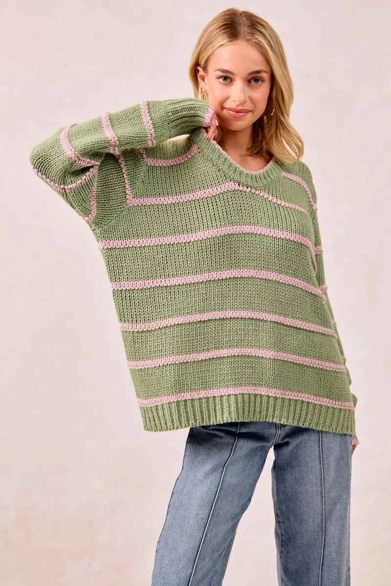 BiBi Striped Long Sleeve Sweater d65647f9fcce4acc9d5adbf65fad49b3-Max-Origin