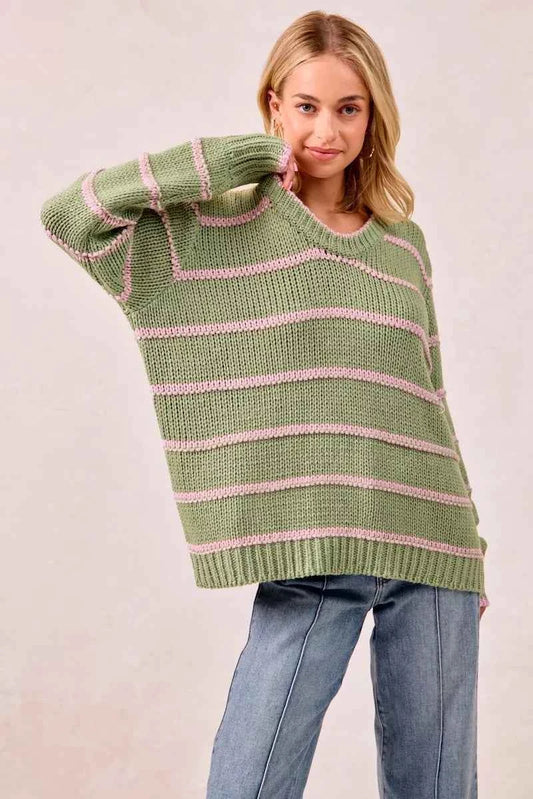 Striped Long Sleeve Sweater d65647f9fcce4acc9d5adbf65fad49b3-Max-Origin