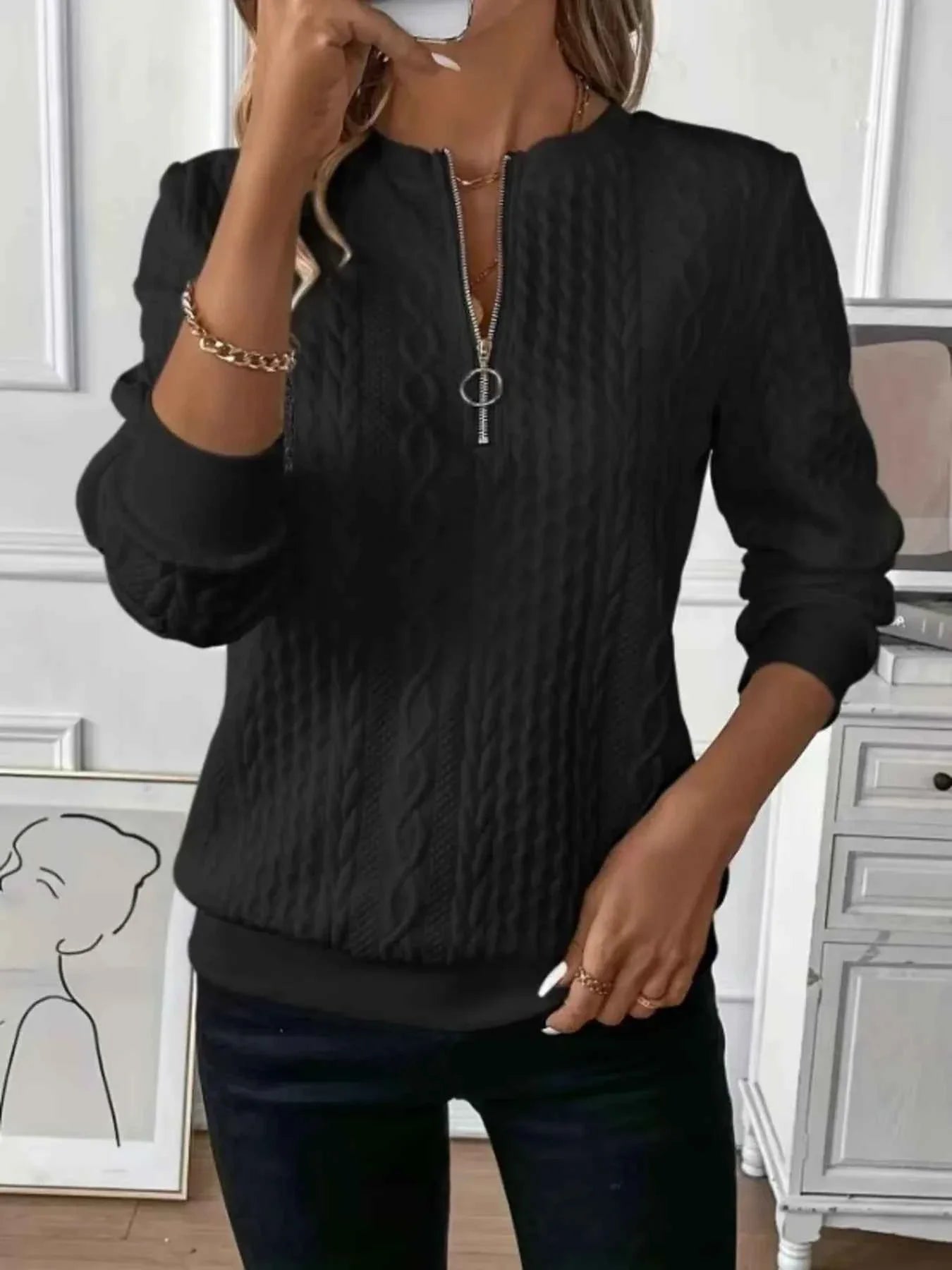 Quarter-Zip Long Sleeve Sweatshirt d65a6ffcc7a14d0a9149f424d739f950-Max-Origin