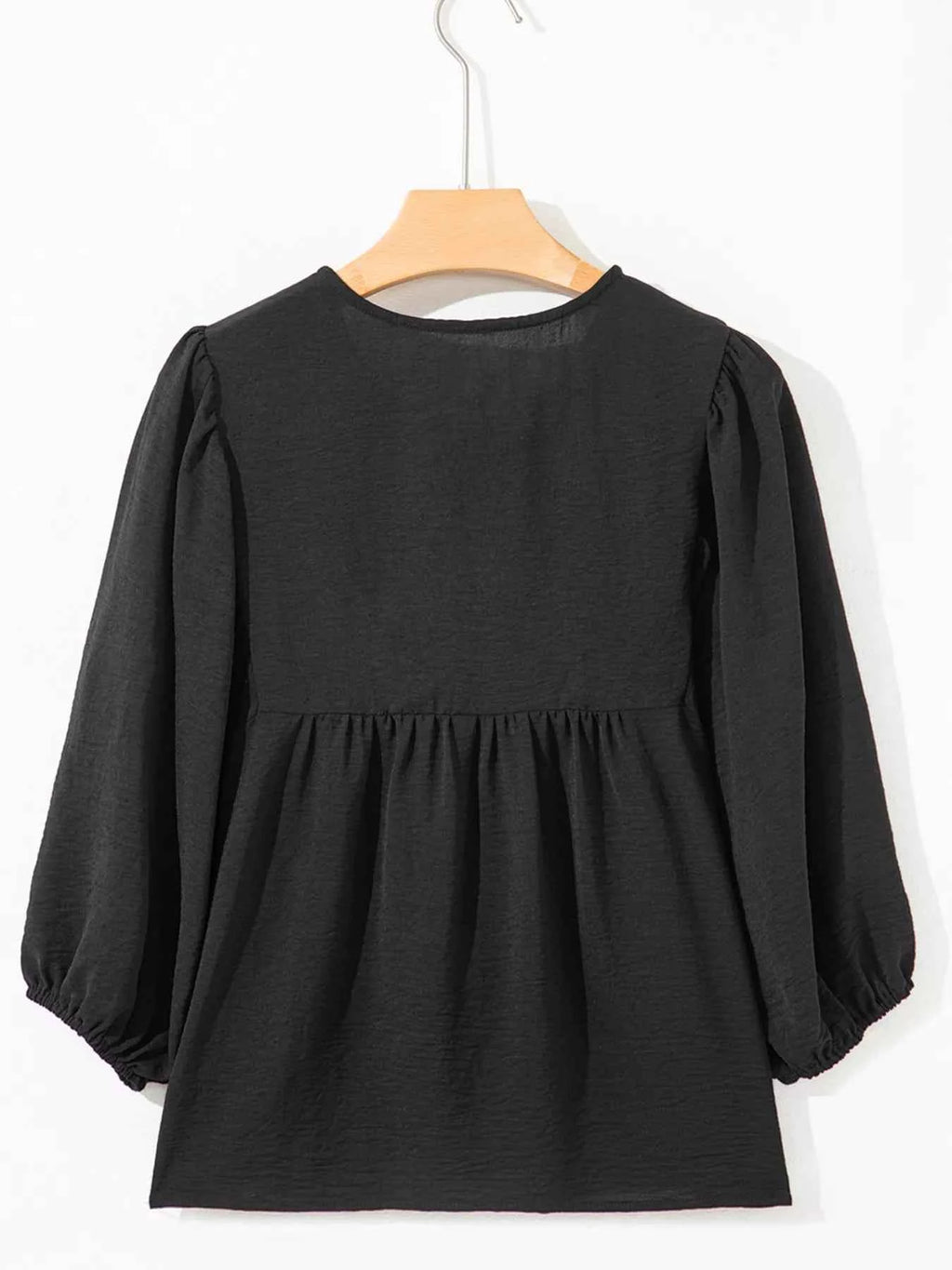 Bow Tie Neck 3/4 Sleeve Casual Blouse d65f0886e87a4685a0516c5445de4e81-Max-Origin