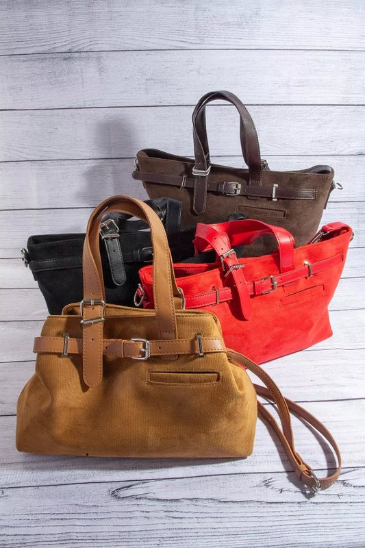 Fame Faux Leather Buckle Strap Detail Tote Bag d66401f5-d127-4e4e-a656-3754abd169d3-Max-Origin