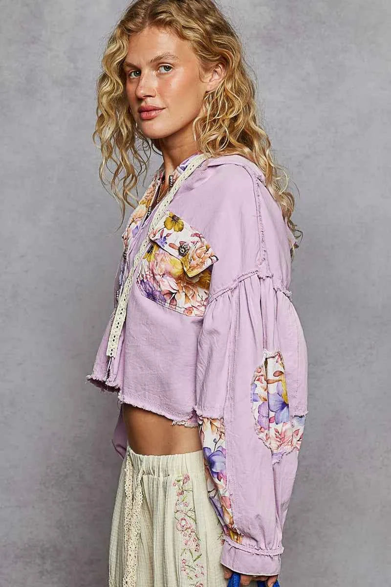 POL Raw Hem Floral Print Cropped Hooded Jacket d66b3961-b7c9-449a-8e02-120a6e17fccb-Max-Origin