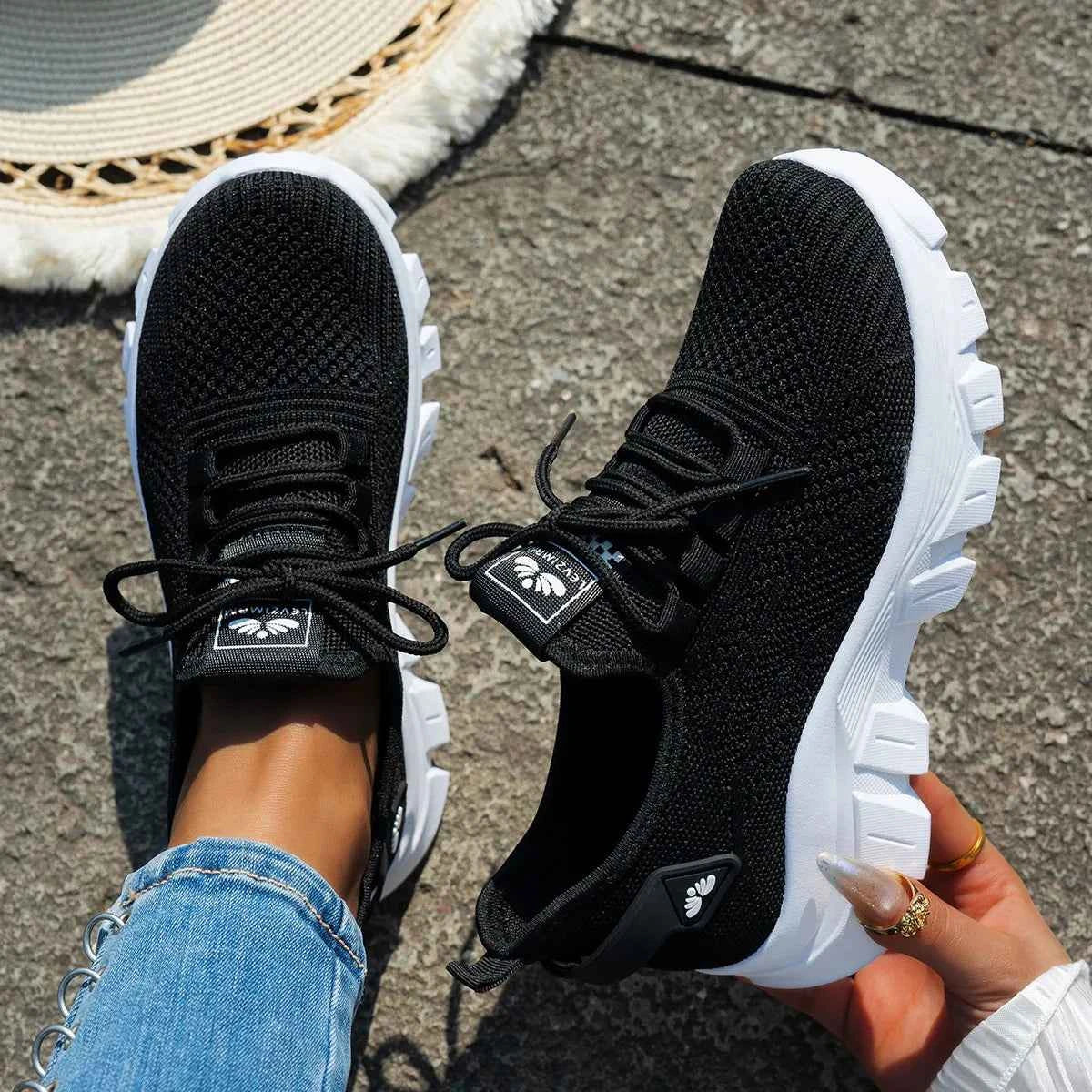 Mesh Lace Up Platform Athletic Black d67172ef674347019df31c175bd58903-Max-Origin