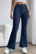 Basic Bae Full Size Ribbed High Waist Flare Pants Dark Blue d6725652-3486-4e38-a48c-64c2b329a04c-Max