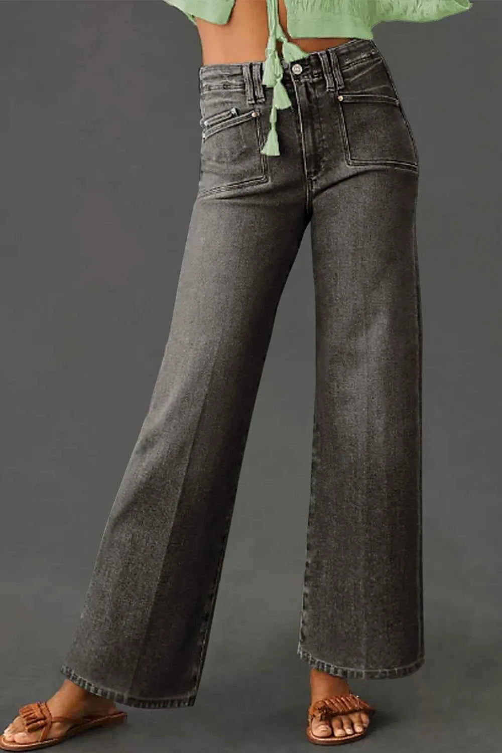 High-Waisted Wide-Leg Vintage Wash Jeans Dark Gray d6734807-e0c3-4c75-82b2-ffb98a0e8745-Max-Origin
