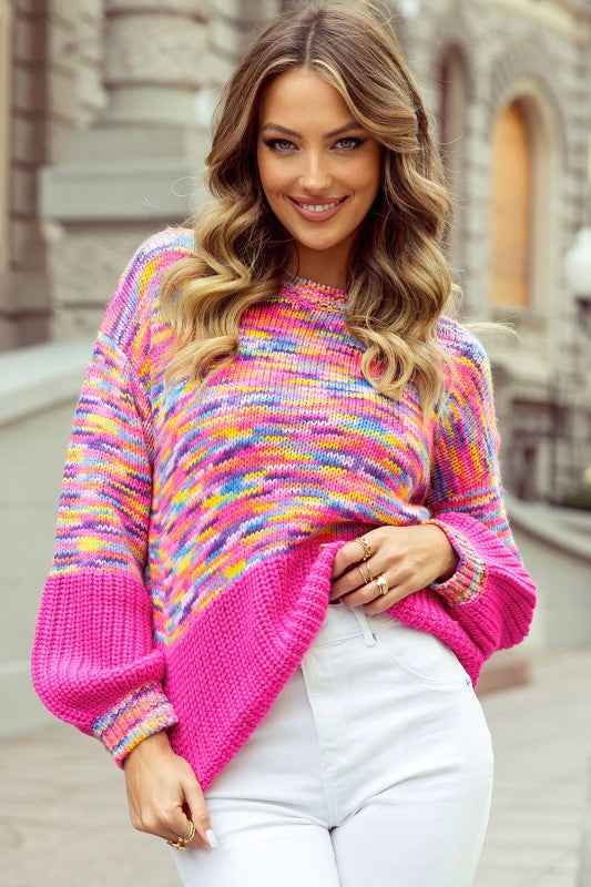 Rainbow Confetti Patchwork Drop Shoulder Sweater d67520e6-2501-4c2d-b739-7e6df88d04e0