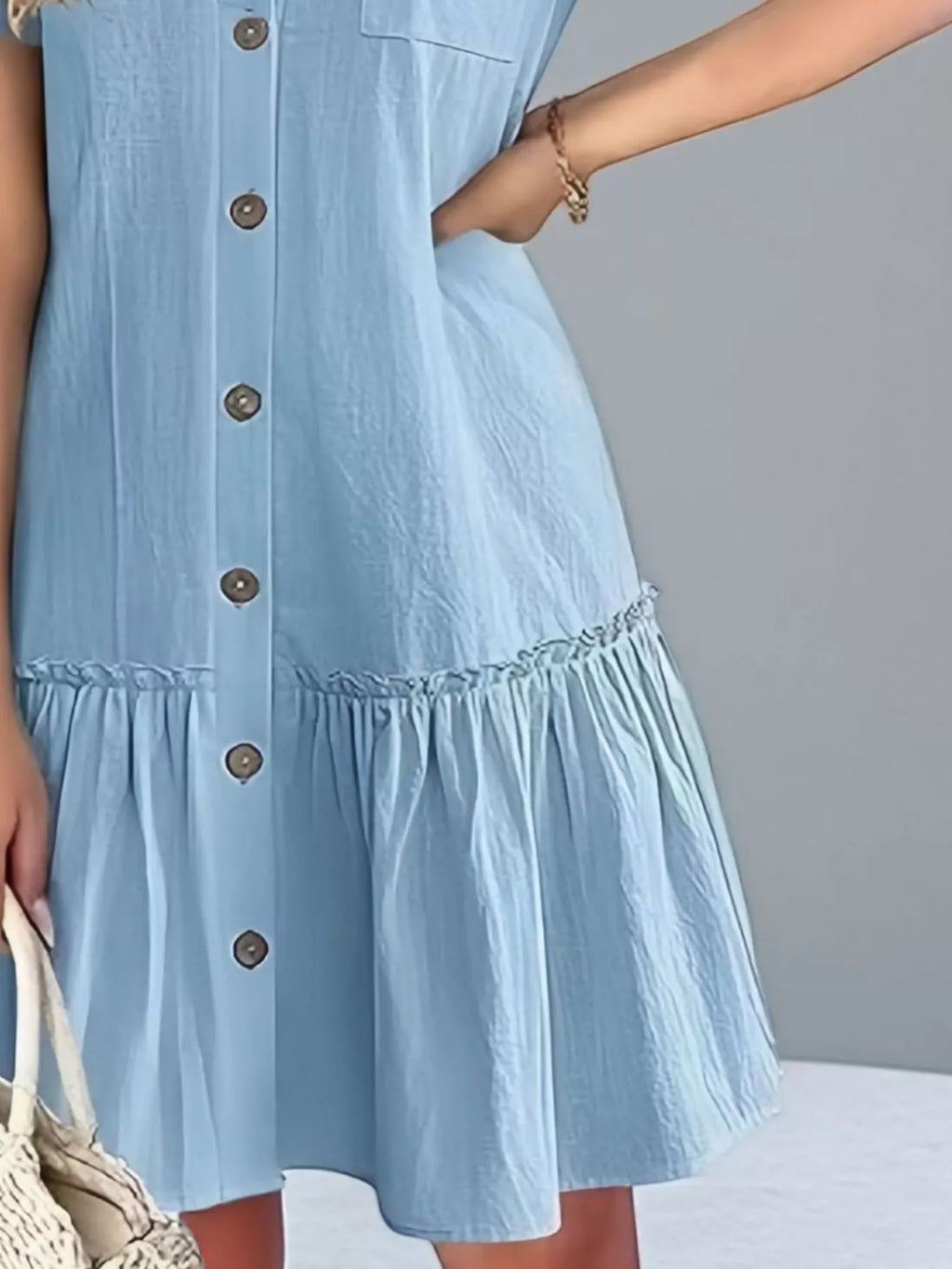 Full Size Button-Front Short Sleeve Tiered Dress Plus Size d67acdb2-f844-4ec4-94a6-f8b3c4cfe216-Max-Origin