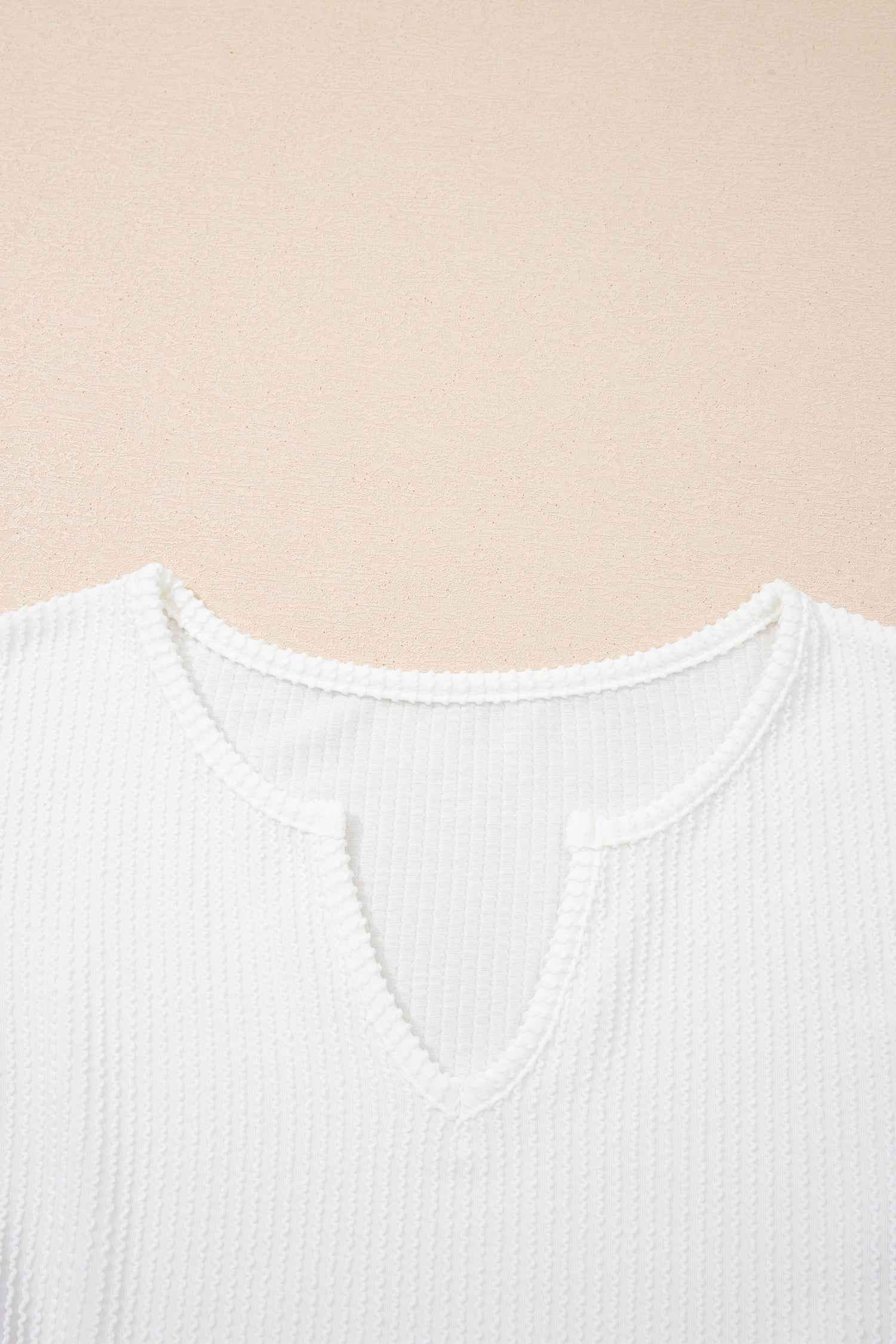 White Spiral Ribbed Raw Seam Color Block Patchwork Long Sleeve Top d67db75f19d16206