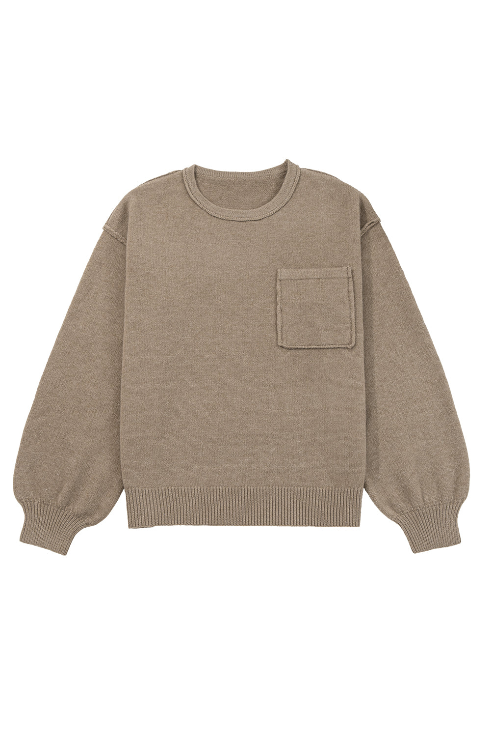 Dark Khaki Pocket Pullover Sweater d67e39288c7a45c9