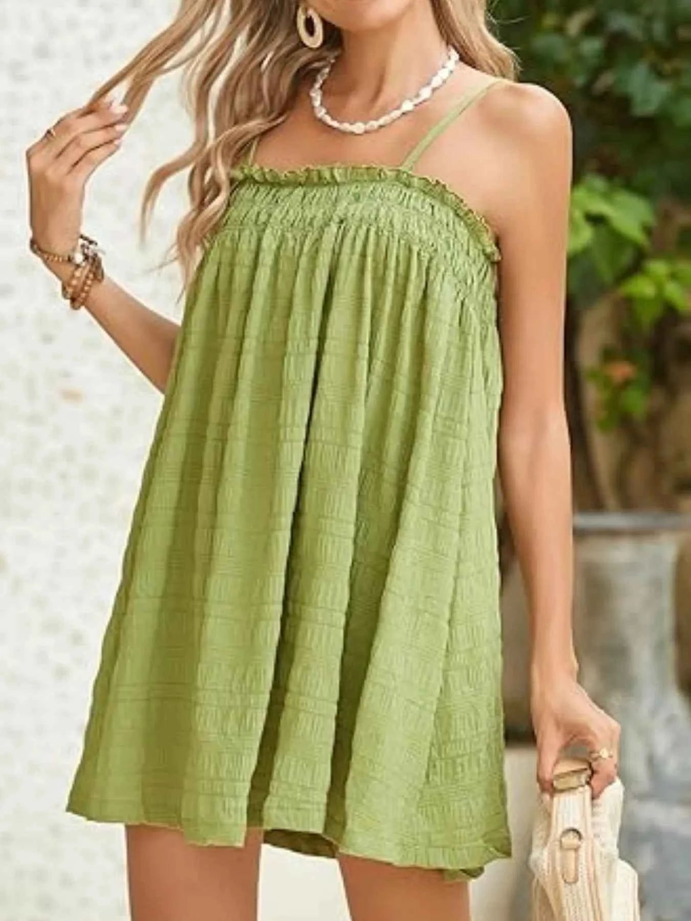 Frill Textured Mini Cami Dress d68114bc-55dd-4c32-94c3-36b7b1451df7-Max-Origin