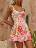 Floral Print Lace-Up Mini Dress Red d68b6d28-47be-4f6e-8f0e-d167157dd8d7-Max