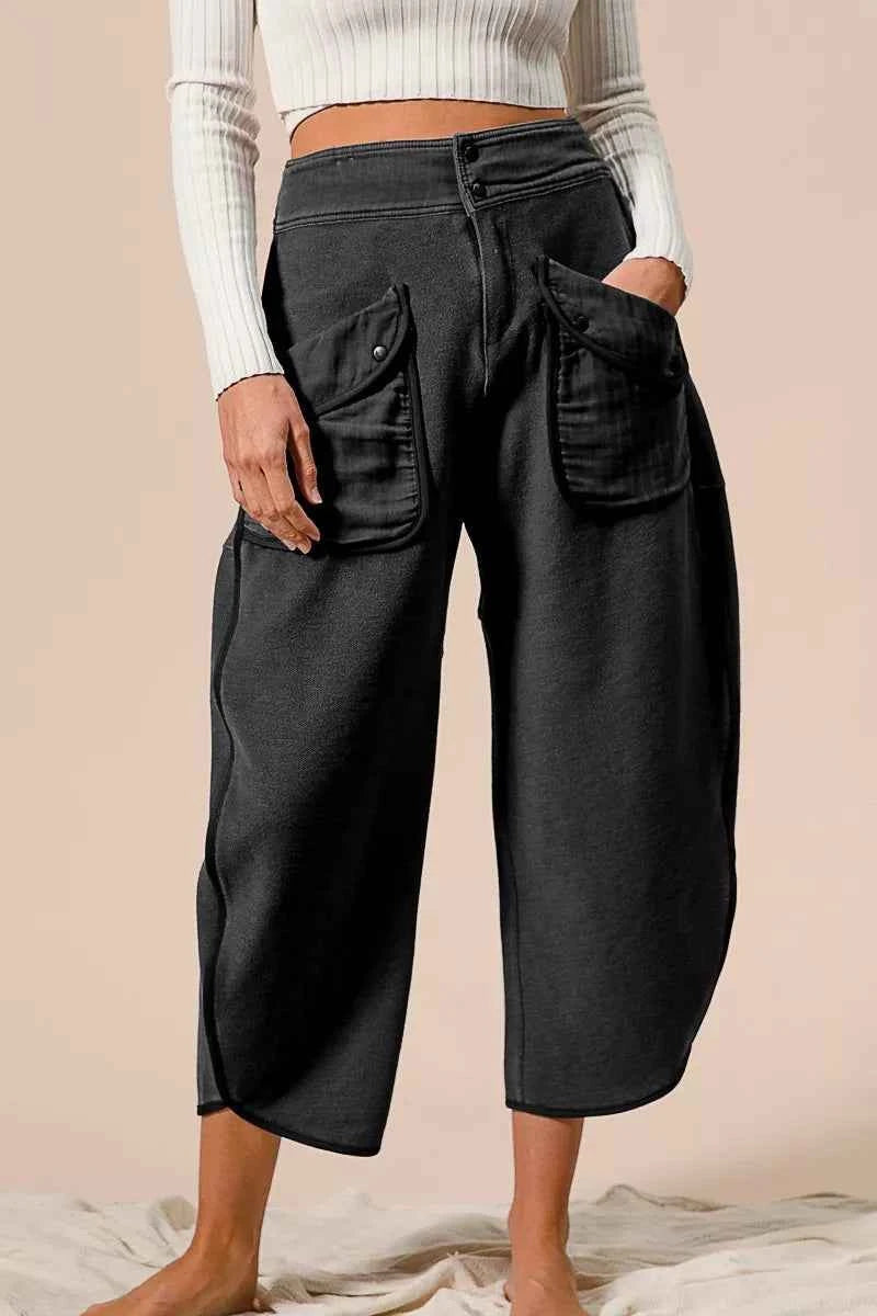 BiBi Washed Terry Pants with Pockets BLACK CHARCOAL d6928b618e9549d7963fae1e1b7265b9-Max-Origin