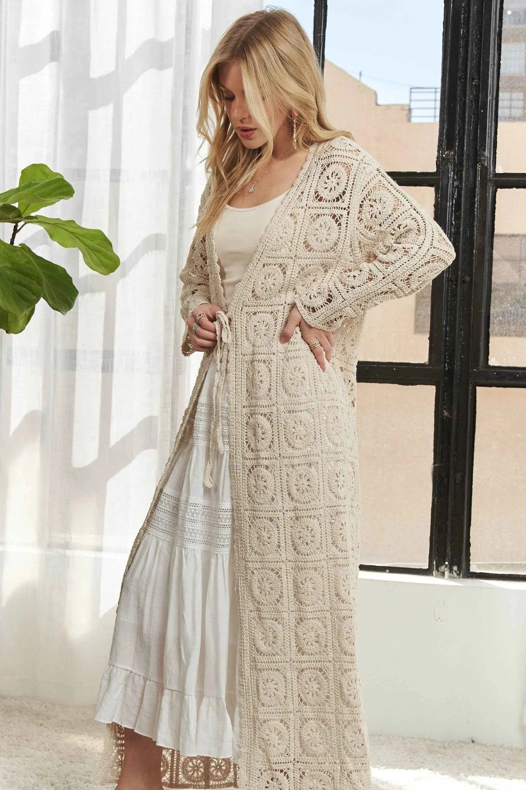 ADORA Long Sleeves Crochet Elastic Cardigan BEIGE d693a4ffe72a4fb89f98e5a05a2817bb-Max-Origin