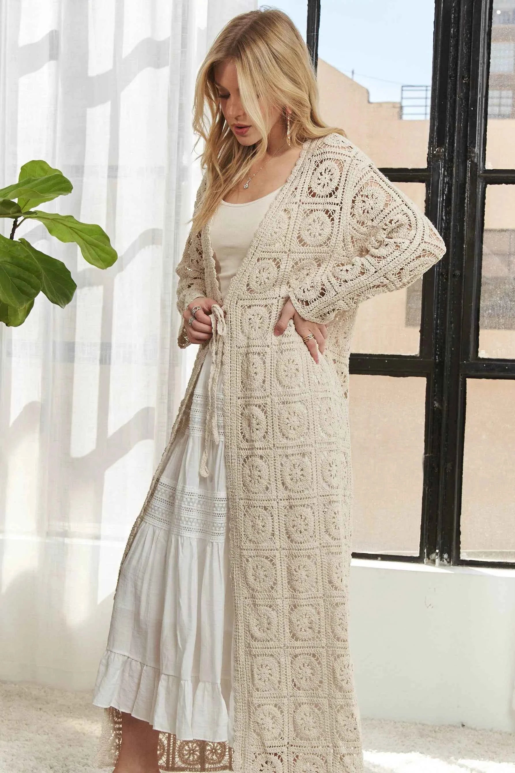 ADORA Long Sleeves Crochet Elastic Cardigan BEIGE d693a4ffe72a4fb89f98e5a05a2817bb-Max-Origin