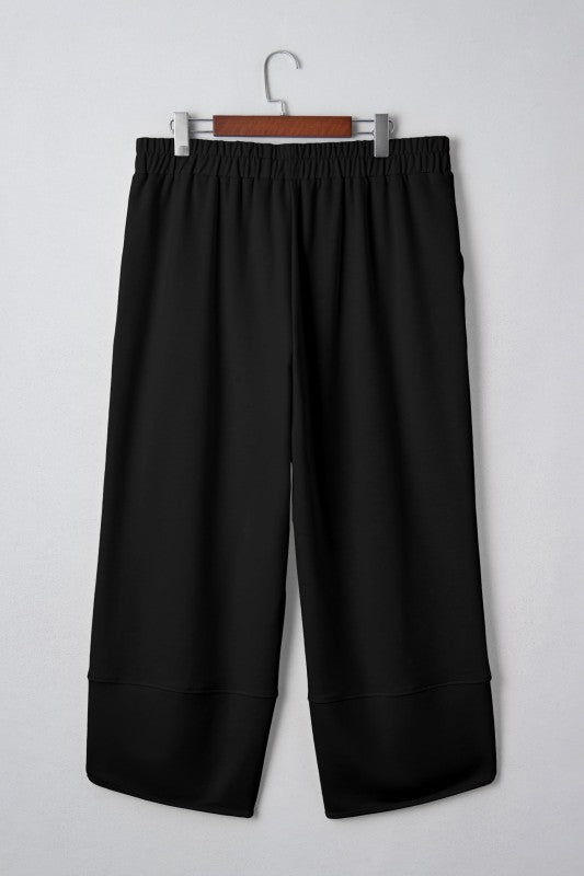 Plus Size Solid Asymmetrical Hem Capris Pants d69b7bd8-3173-4011-965e-ea8f2c49d4ee