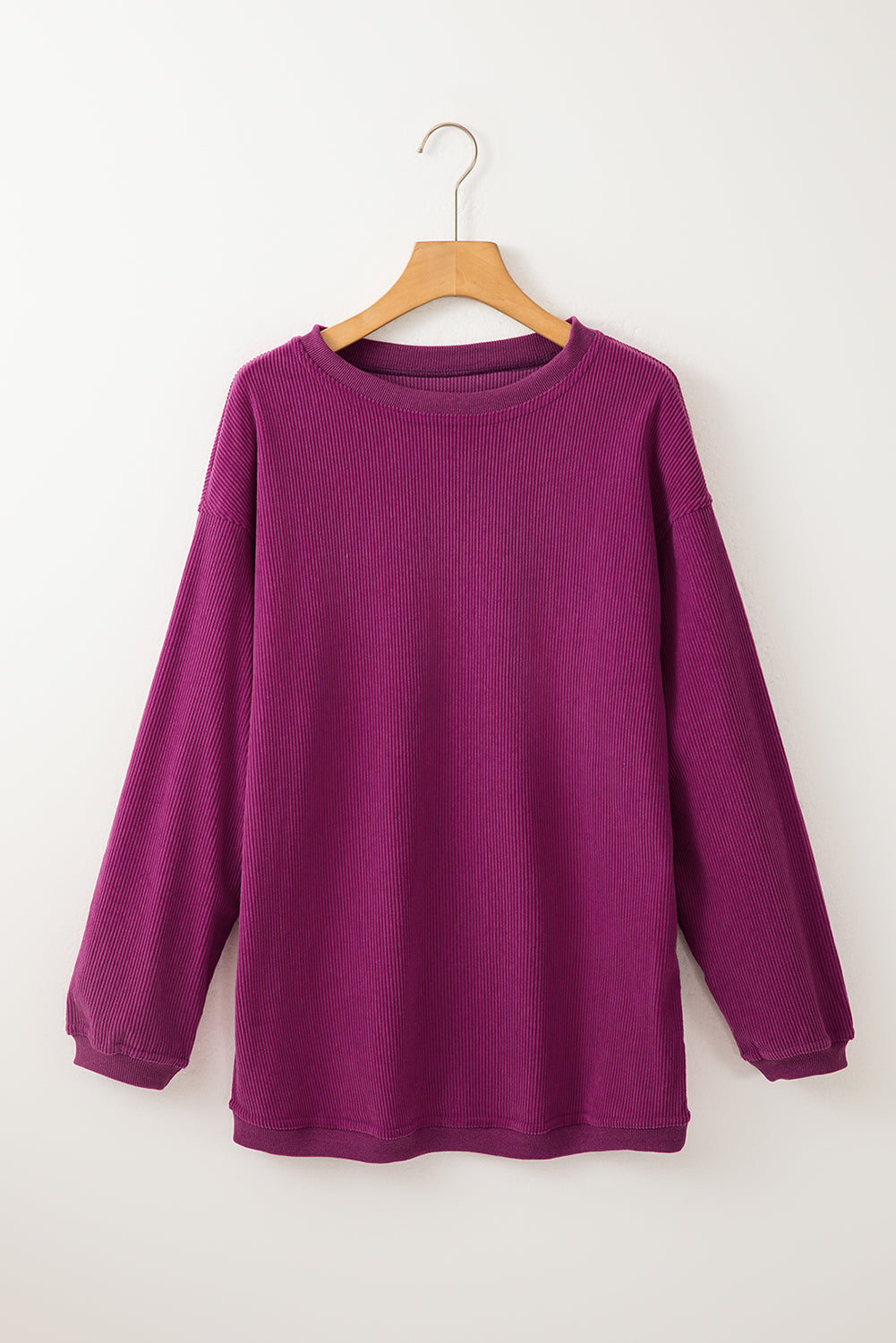 White Drop Shoulder Rib Knit Oversized Sweatshirt d69e86d508d62f64