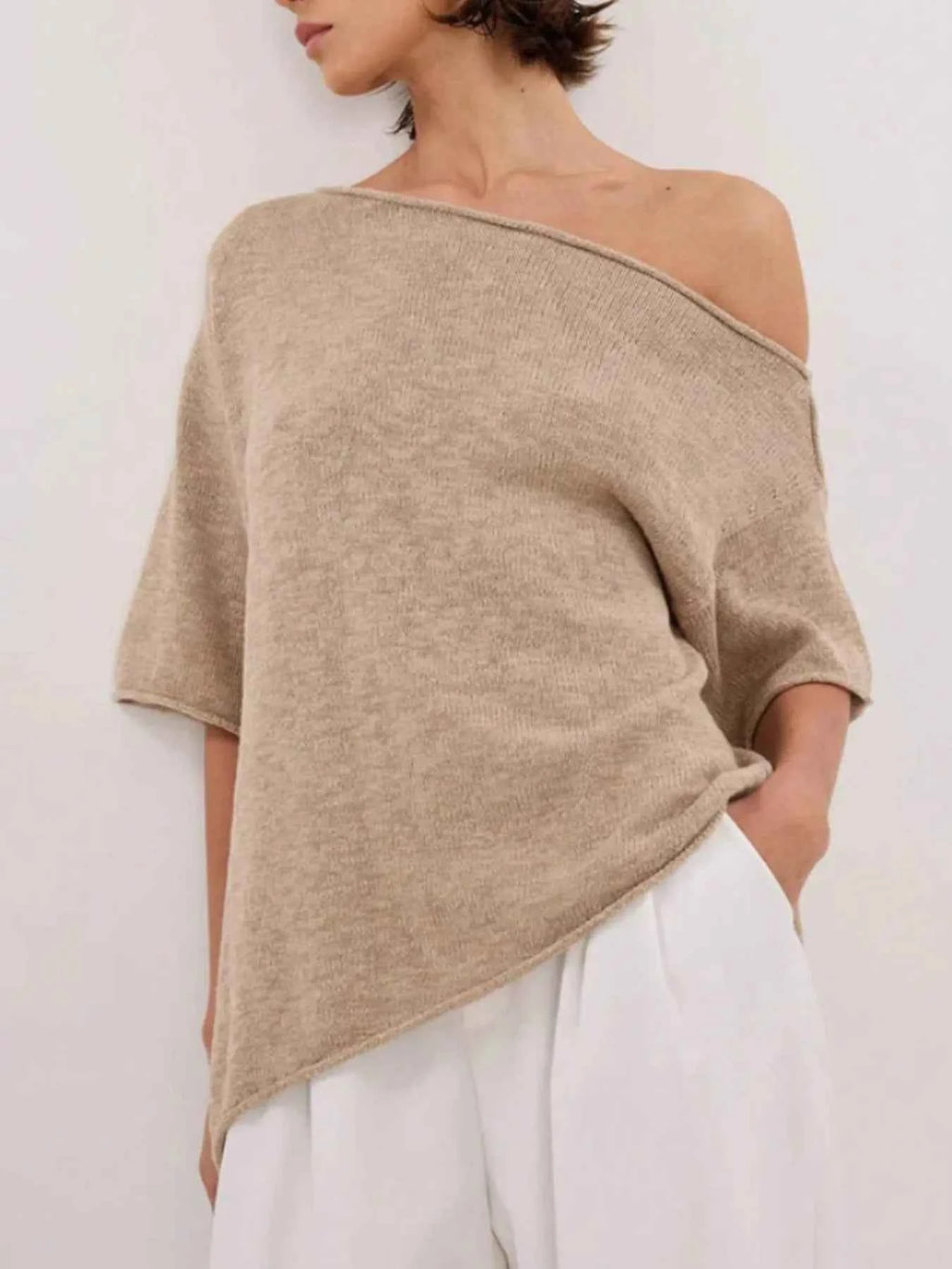 Single Shoulder Relaxed Fit Knit Top d6af74ac-43b4-42b8-ad8c-b32be90614c0-Max-Origin