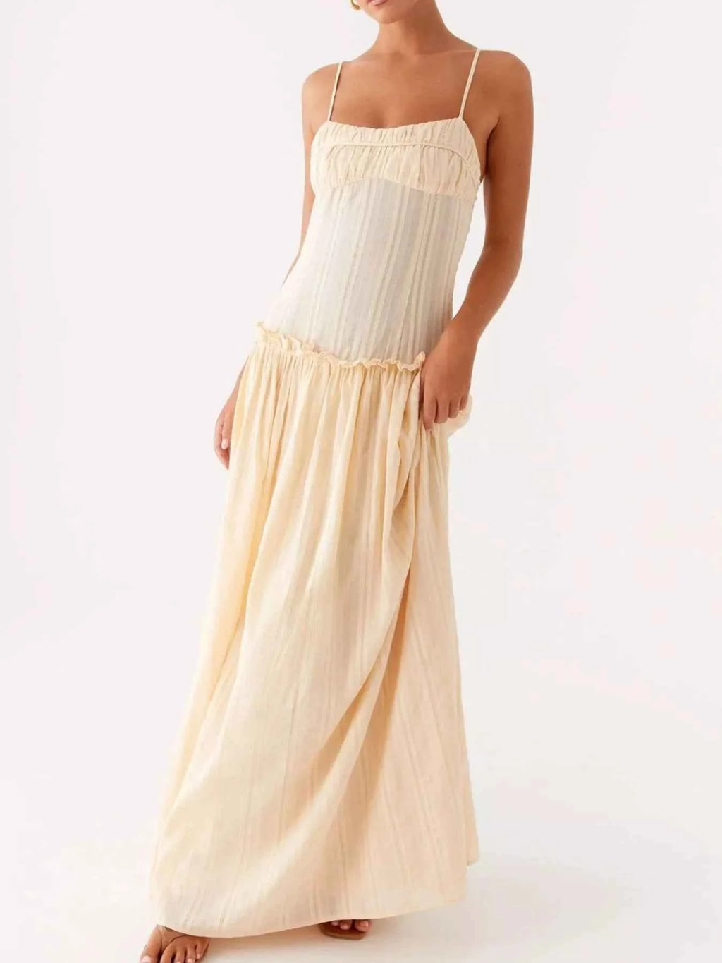Frill Spaghetti Strap Maxi Dress d6af8773-a914-47d5-8566-ca4af5cd5e3e-Max-Origin