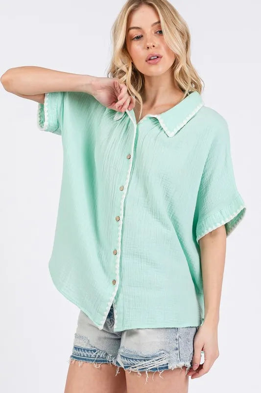 SAGE+FIG Boho Contrast Zigzag Trim Gauze Button-Up Shirt d6baca90-aab6-4a3d-9cdd-8d4c171965d3-Max