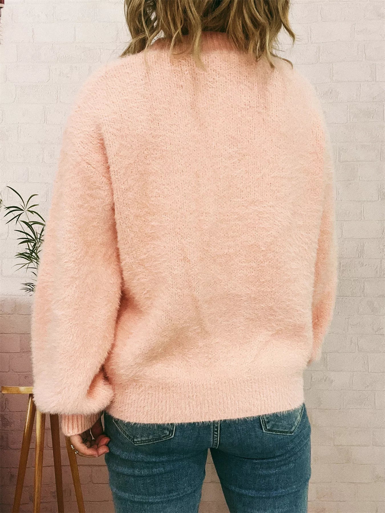 Fuzzy Button-Up Long Sleeve Cardigan d6bc5ab7c1a24491a85496b375249aa2-Max-Origin