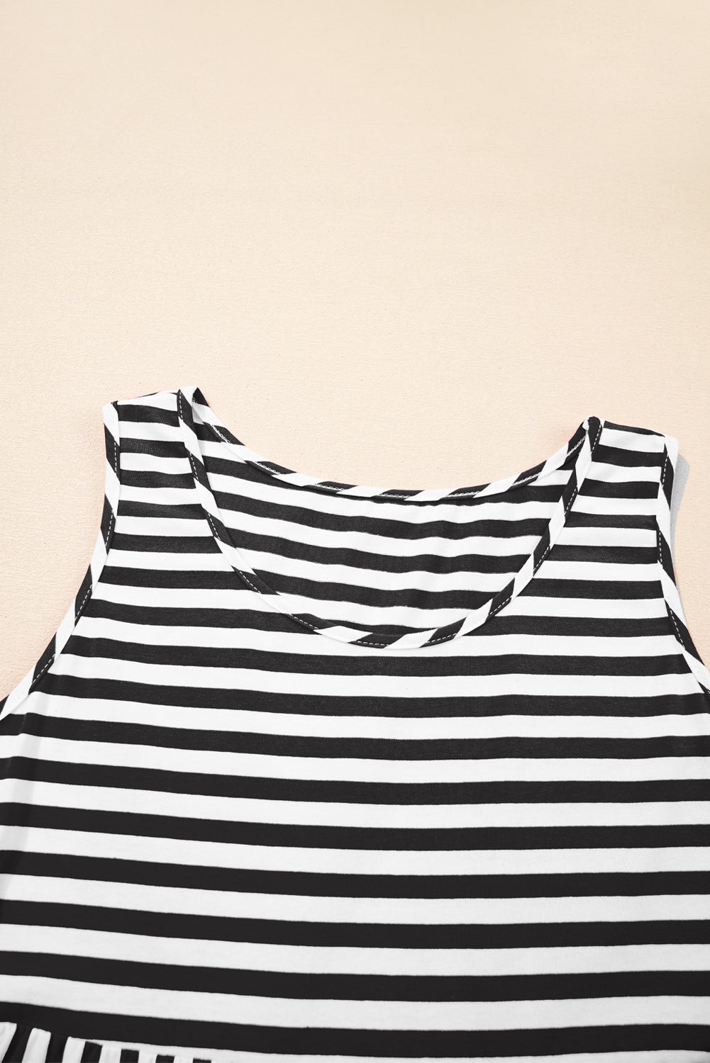 Black Stripe U Neck Sleeveless Loose Fit Mini Dress d6bd3126883b13fc