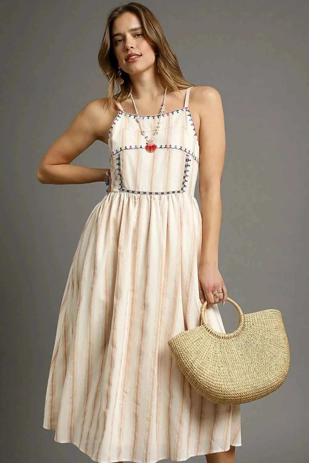Umgee Striped Colorful Embroidered Trim Cami Dress d6c6b14e-61b1-404d-9b0a-fedbd7b5469d-Max-Origin