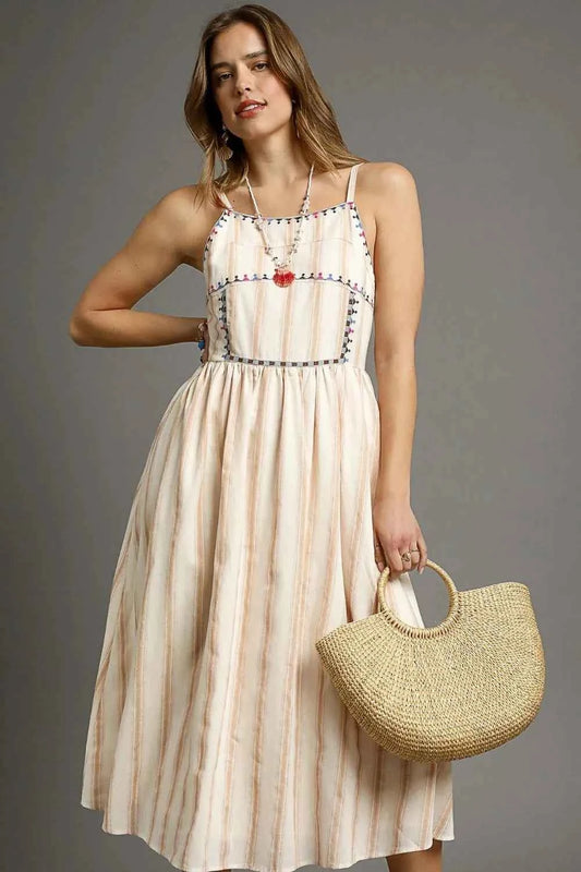 Umgee Striped Colorful Embroidered Trim Cami Dress d6c6b14e-61b1-404d-9b0a-fedbd7b5469d-Max-Origin