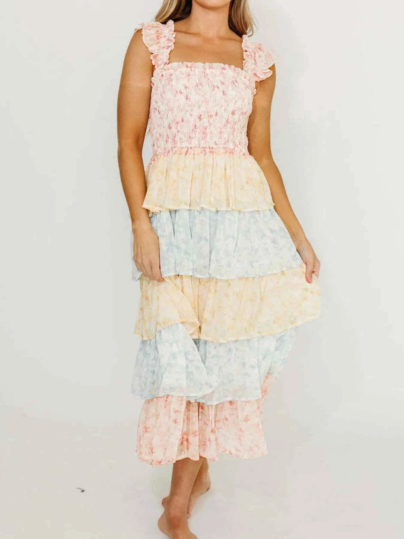 Smocked Ruffle Layered Floral Midi Dress d6cd9f60-48d4-4175-9f37-538f34f1d273-Max-Origin