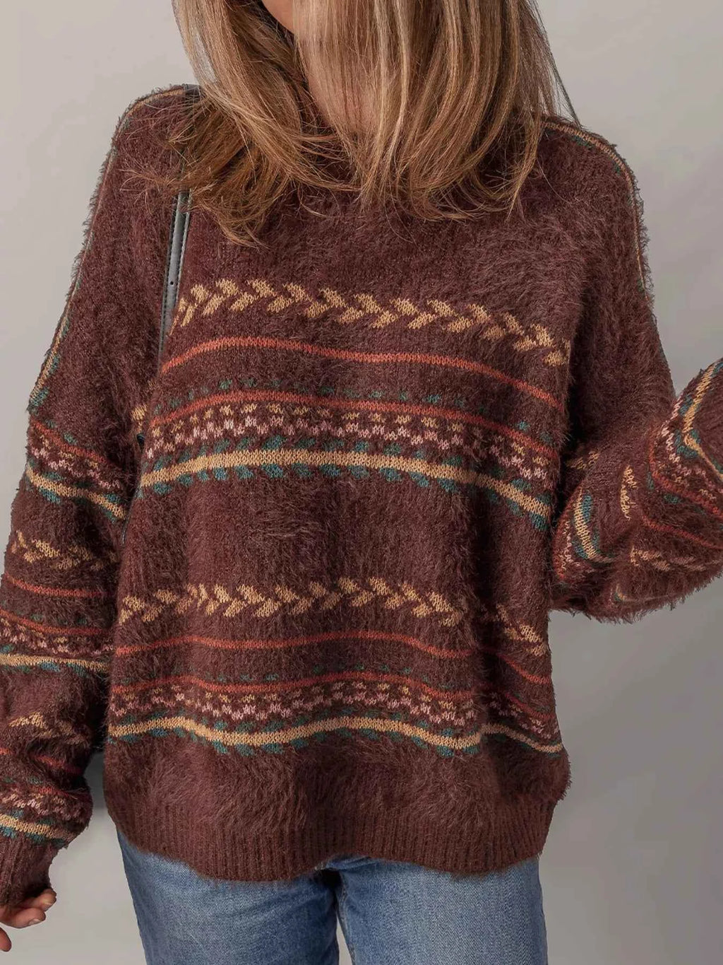 Ethnic Pattern Mohair Knitted Drop Shoulder Sweater d6ce876a58db4f798f49f20f96477fd3-Max-Origin