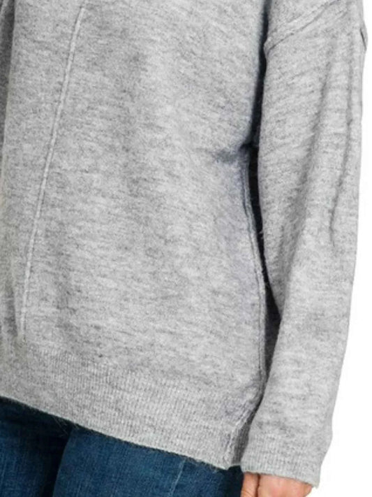 Melange Front Seam Round-Neck Sweater d6fec177-8fff-4cbd-9c31-52c0a061f78f-Max-Origin