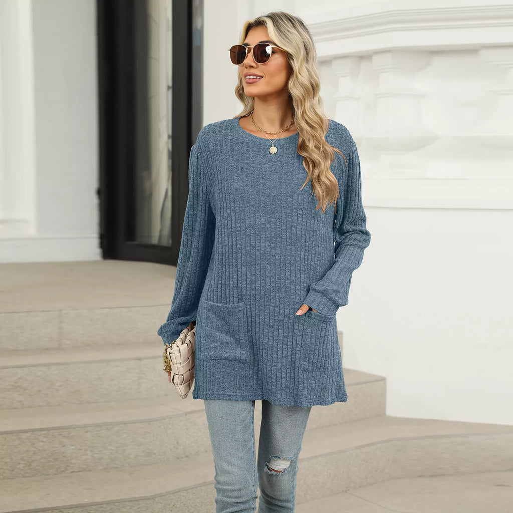 Ribbed Knit Long Sleeve T-Shirt d7265560-68ac-4a77-92c1-7edb7d0103f7-Max-Origin