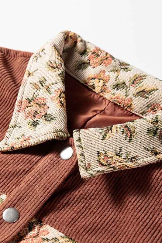 Floral Patchwork Ribbed Corduroy Shirt Jacket d7272019-5f5e-467c-b44b-dfc7bf6d9363