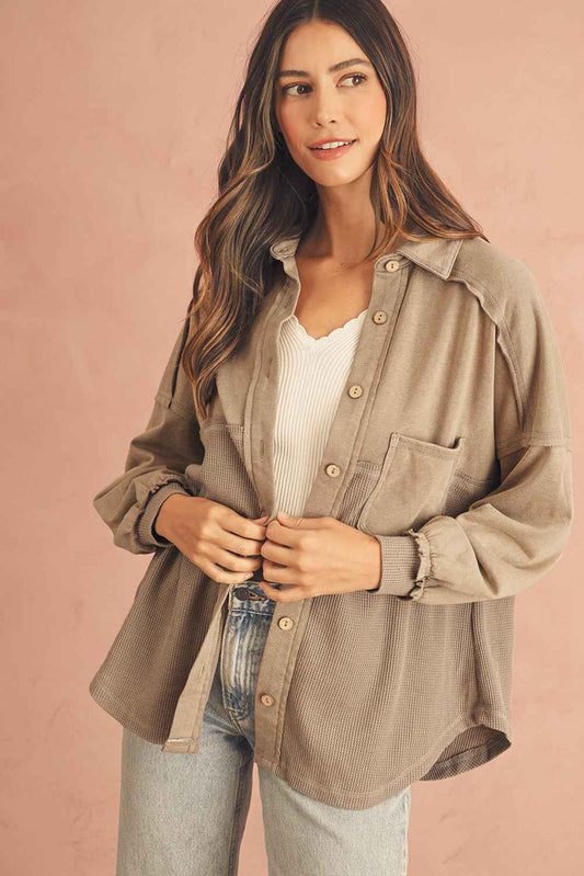 Goat Mineral Wash Textured Patchwork Loose Fit Shacket d72766e28a088d2c
